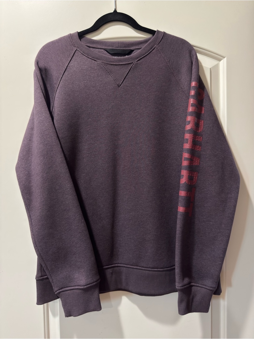 Carhartt Men's Crewneck Sweatshirt - Dusty Plum with Red Sleeve Logo